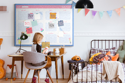 Tablero de corcho decorativo agenda anual con estampado de frutas