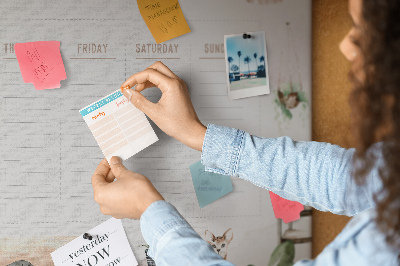 Tablero de corcho decorado planificador semanal de estilo hogareño