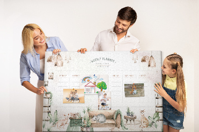 Tablero de corcho decorado planificador semanal de estilo hogareño