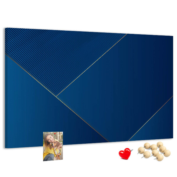 Tablero de anuncios con elegantes diseños geométricos en tonos azules