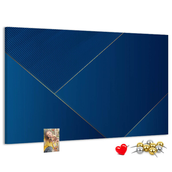 Tablero de anuncios con elegantes diseños geométricos en tonos azules
