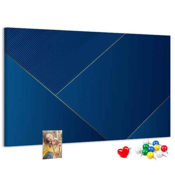 Tablero de anuncios con elegantes diseños geométricos en tonos azules