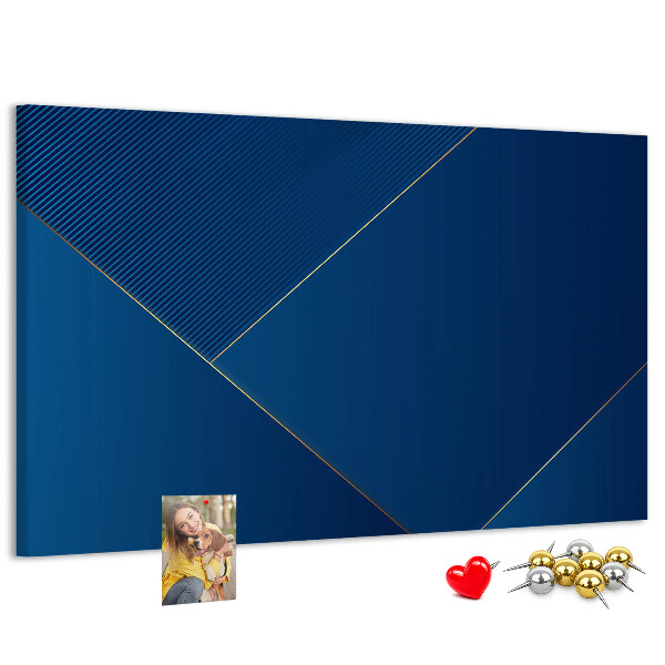Tablero de anuncios con elegantes diseños geométricos en tonos azules