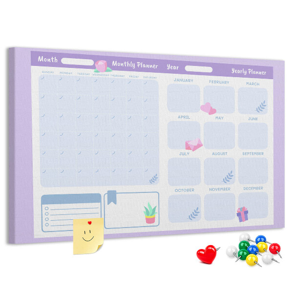 Tablero de anuncios agenda anual en colores pastel