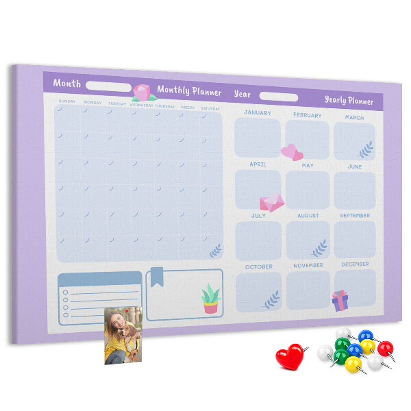 Tablero de anuncios agenda anual en colores pastel