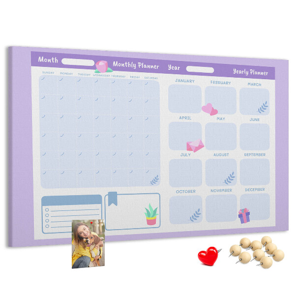 Tablero de anuncios agenda anual en colores pastel