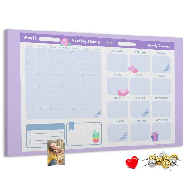 Tablero de anuncios agenda anual en colores pastel