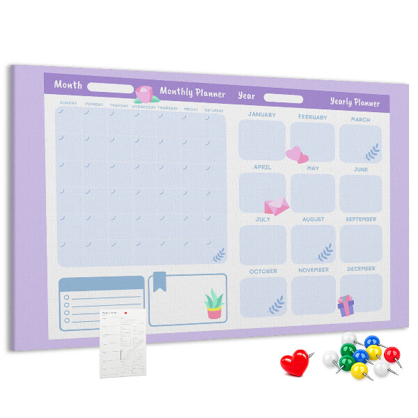 Tablero de anuncios agenda anual en colores pastel