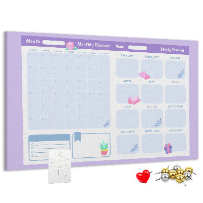 Tablero de anuncios agenda anual en colores pastel