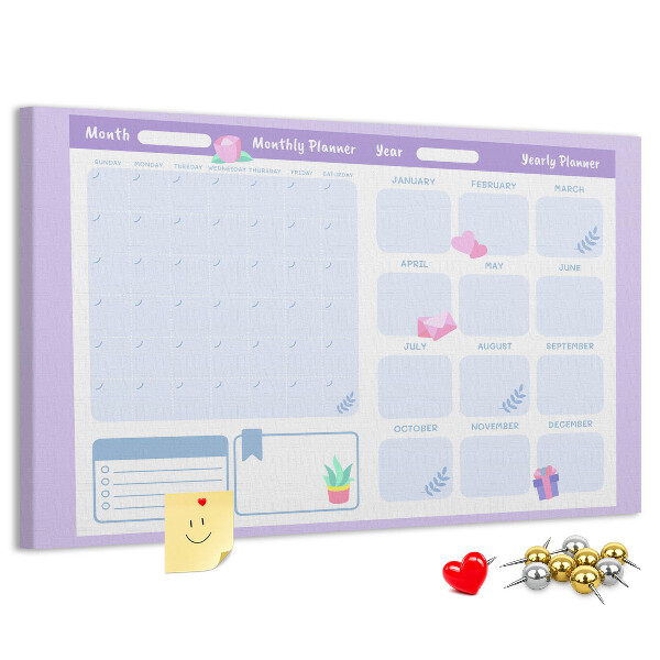 Tablero de anuncios agenda anual en colores pastel