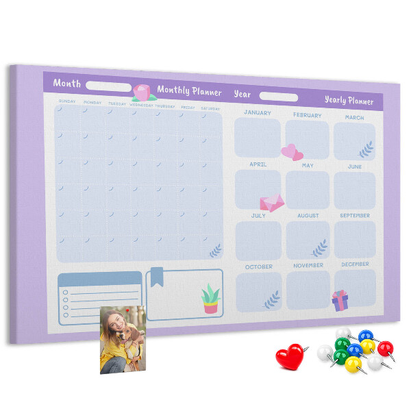 Tablero de anuncios agenda anual en colores pastel