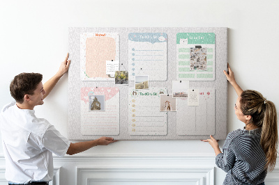 Pizarra de corcho con diseño de cuadernos coloridos con motivos de animales