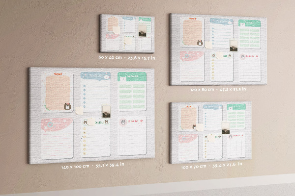 Pizarra de corcho con diseño de cuadernos coloridos con motivos de animales