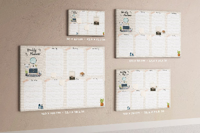 Tablero de corcho decorado agenda semanal con diseño minimalista