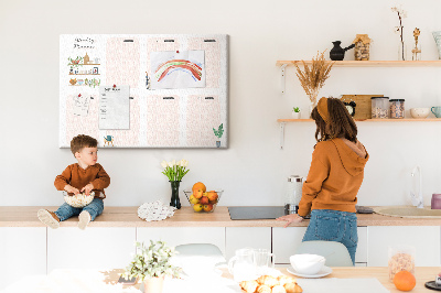 Tablero de corcho decorado agenda semanal con diseño de plantas