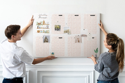 Tablero de corcho decorado agenda semanal con diseño de plantas