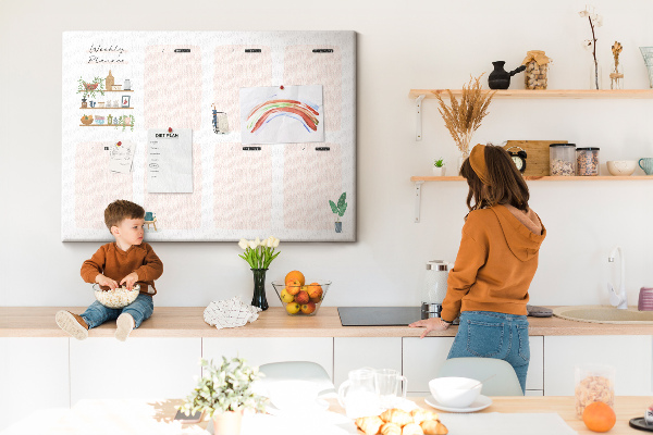 Tablero de corcho decorado agenda semanal con diseño de plantas