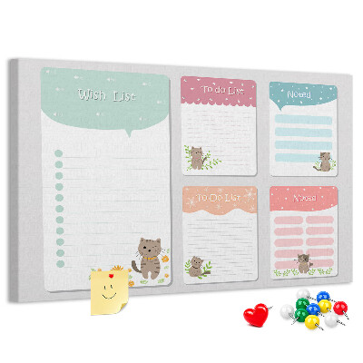 Tablero de anuncios Lindos gatitos en notas coloridas