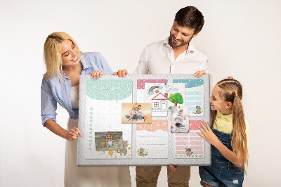 Tablero de anuncios con diseño de lindos gatitos en notas coloridas