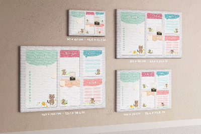 Tablero de anuncios con diseño de lindos gatitos en notas coloridas