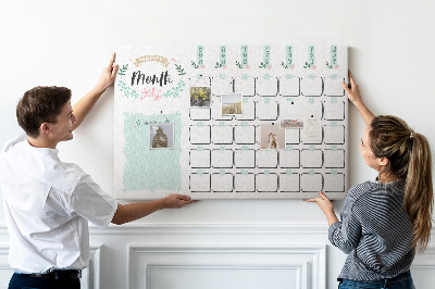 Tablero de anuncios calendario mensual con espacio para notas