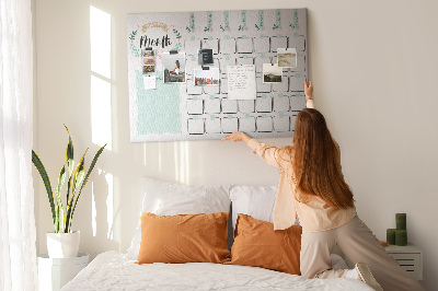 Tablero de anuncios calendario mensual con espacio para notas