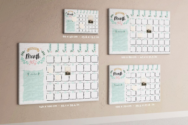 Tablero de anuncios calendario mensual con espacio para notas