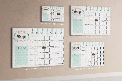 Tablero de anuncios calendario mensual con espacio para notas