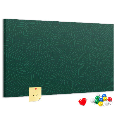 Tablero de corcho decorado Hojas verdes sobre fondo oscuro