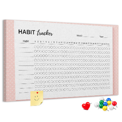 Pizarra de corcho Seguimiento de hábitos con fondos de colores