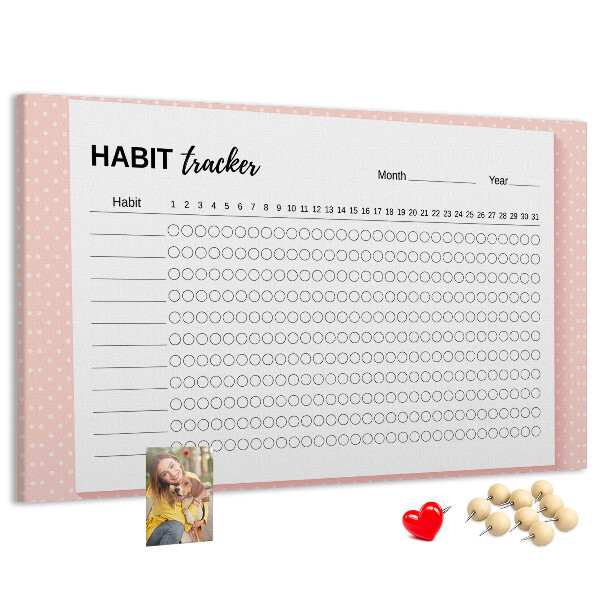 Pizarra de corcho para seguimiento de hábitos con fondos de colores