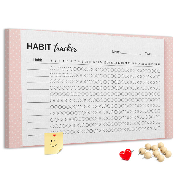 Pizarra de corcho para seguimiento de hábitos con fondos de colores