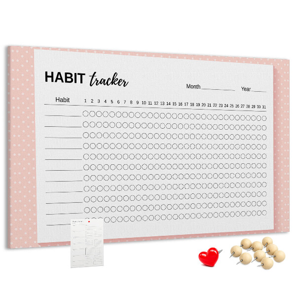 Pizarra de corcho para seguimiento de hábitos con fondos de colores