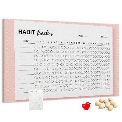 Pizarra de corcho para seguimiento de hábitos con fondos de colores