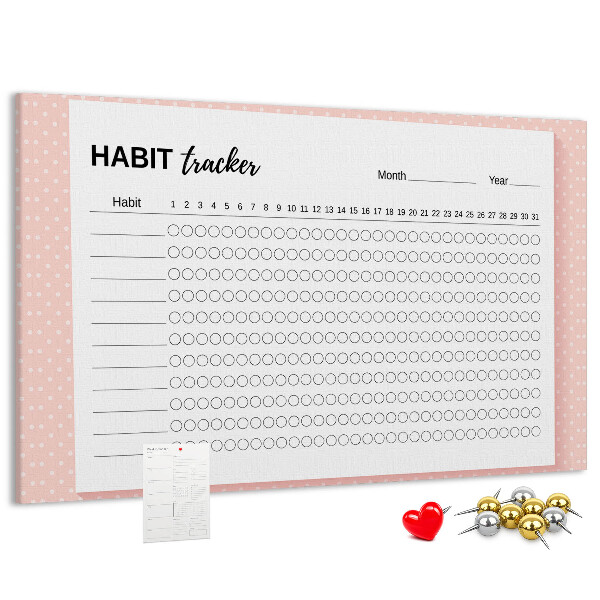 Pizarra de corcho para seguimiento de hábitos con fondos de colores