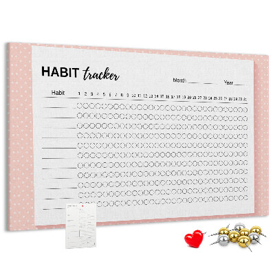 Pizarra de corcho para seguimiento de hábitos con fondos de colores