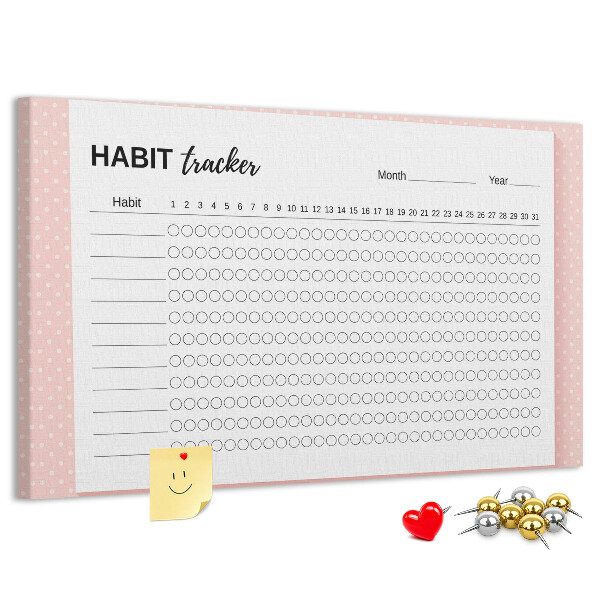 Pizarra de corcho para seguimiento de hábitos con fondos de colores