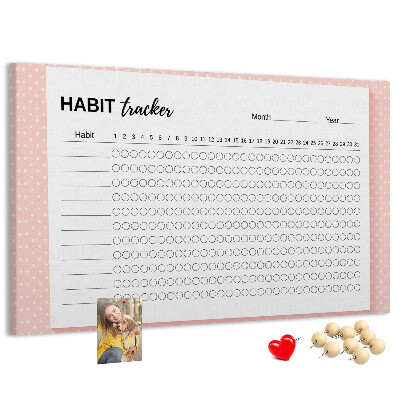 Pizarra de corcho para seguimiento de hábitos con fondos de colores