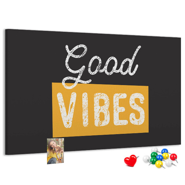 Tablero de corcho decorado Mensaje positivo sobre fondo oscuro