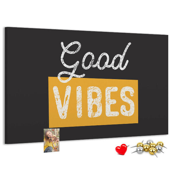 Tablero de corcho decorado Mensaje positivo sobre fondo oscuro
