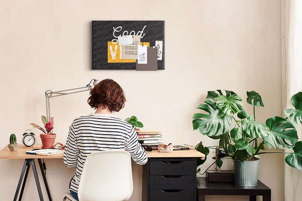 Tablero de corcho decorado Mensaje positivo sobre fondo oscuro