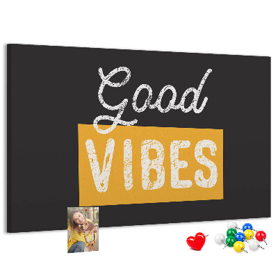 Tablero de corcho decorado Mensaje positivo sobre fondo oscuro