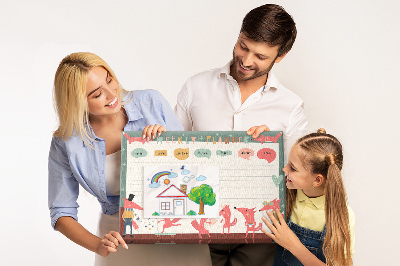 Tablero de corcho decorado con diseño de animales retro y agenda semanal