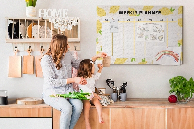 Tablero de anuncios calendario semanal con diseño de limones
