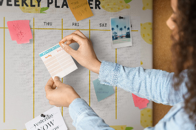 Tablero de anuncios calendario semanal con diseño de limones