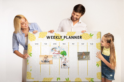 Tablero de anuncios calendario semanal con diseño de limones