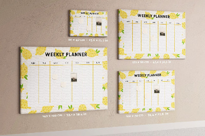 Tablero de anuncios calendario semanal con diseño de limones