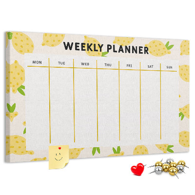 Tablero de anuncios calendario semanal con diseño de limones
