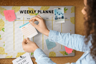 Tablero de anuncios calendario semanal con diseño de limones