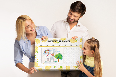 Tablero de anuncios calendario semanal con diseño de limones